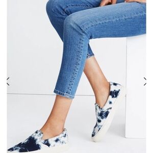 Like New Madewell Sidewalk slip-on sneakers in tie-dyed recycled canvas, sz 7.5.